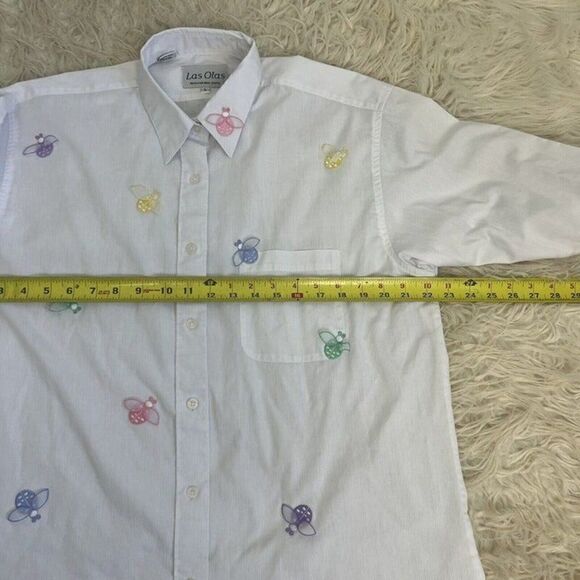 Las Olas Vintage Womens Rainbow Ladybug Button up Blouse Long Sleeve Size Large - Picture 6 of 11